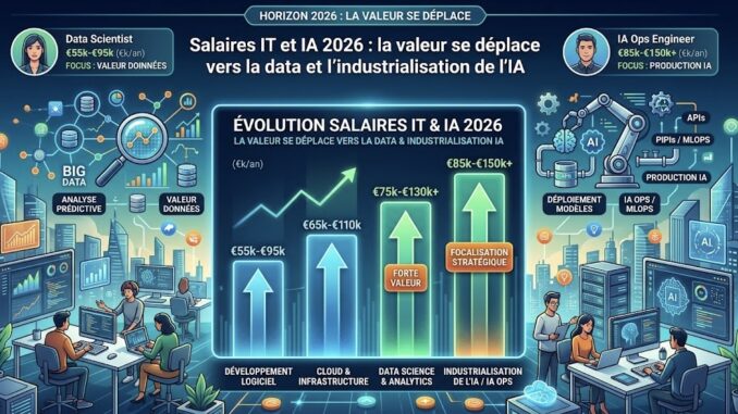 Salaires IT et IA 2026 : la valeur se déplace vers la data et l’industrialisation de l’IA