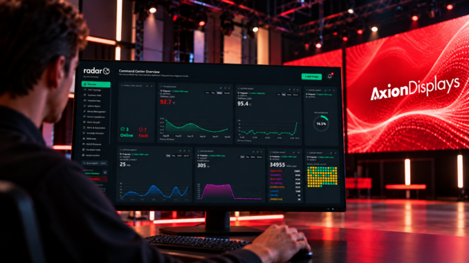 Avec Radar, Axion Displays centralise le monitoring des équipements AV, la détection des anomalies et la maintenance préventive, y compris sur des installations multimarques.